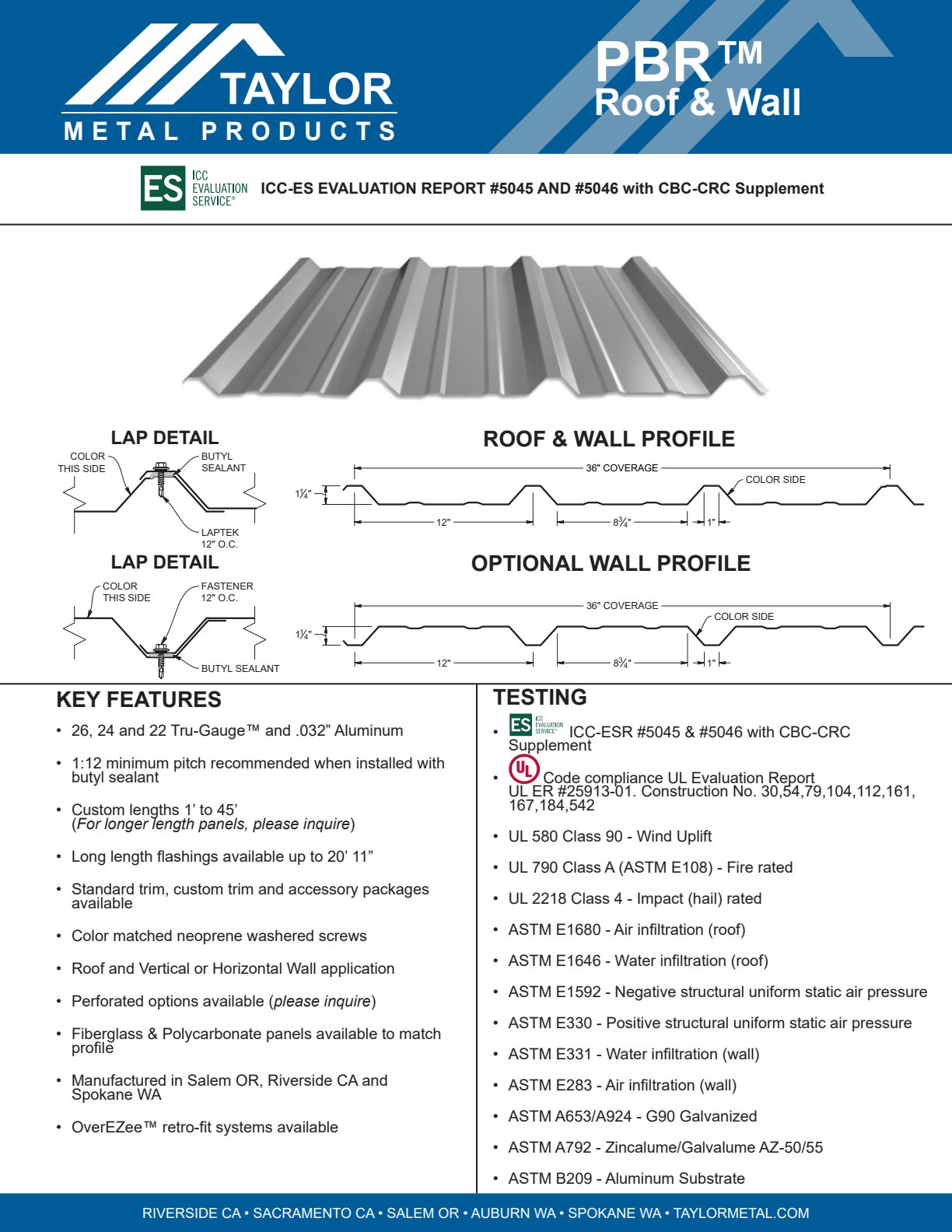 PBR exposed-fastener profile spec drawing