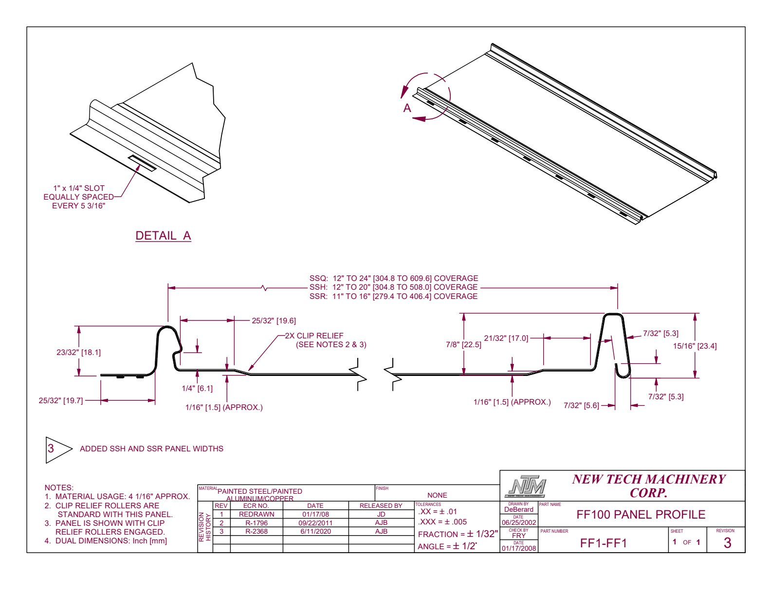 Snap Lock standing-seam profile spec drawing
