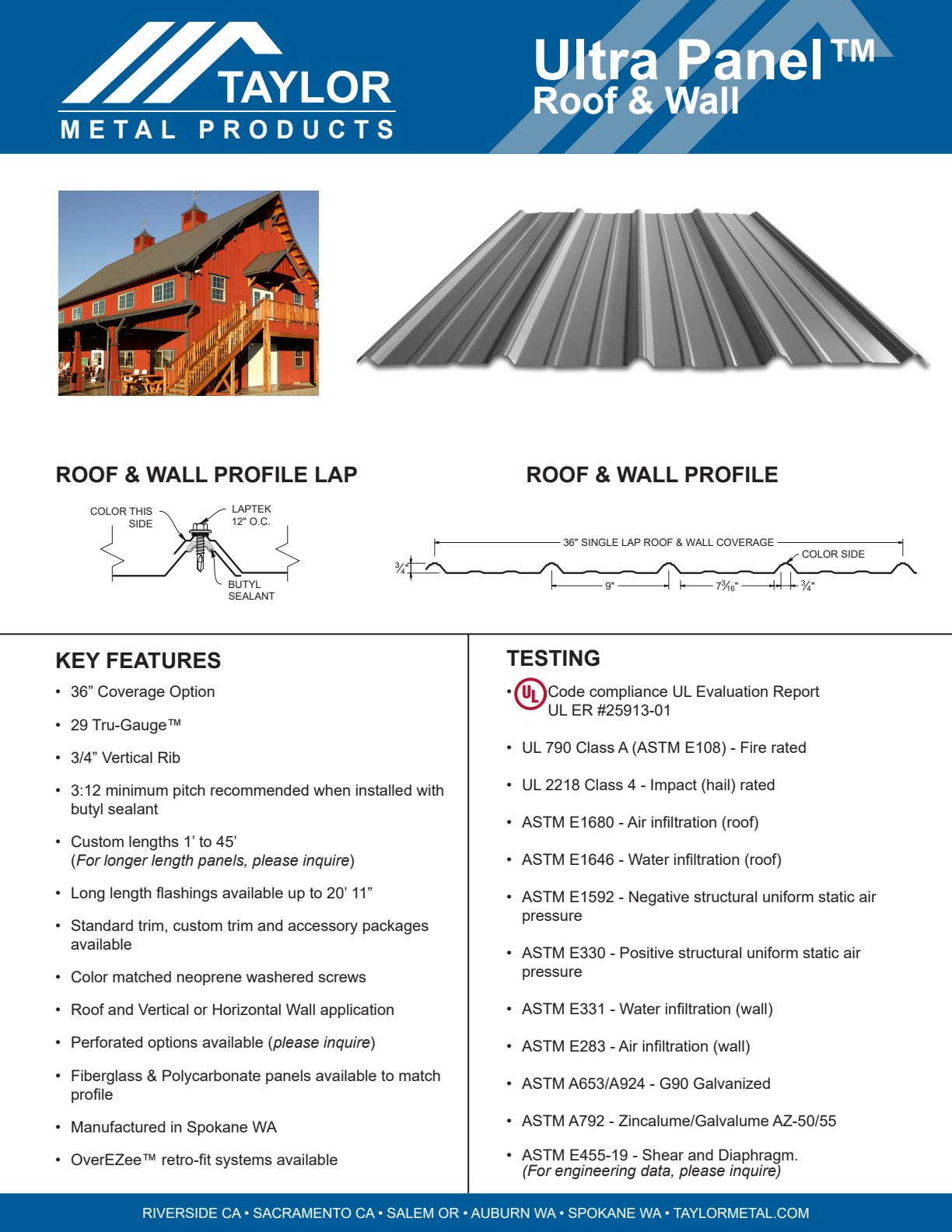 Tuff-Rib exposed-fastener profile spec drawing